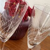 Set of 4 champagne flutes in engraved glass 10 cl