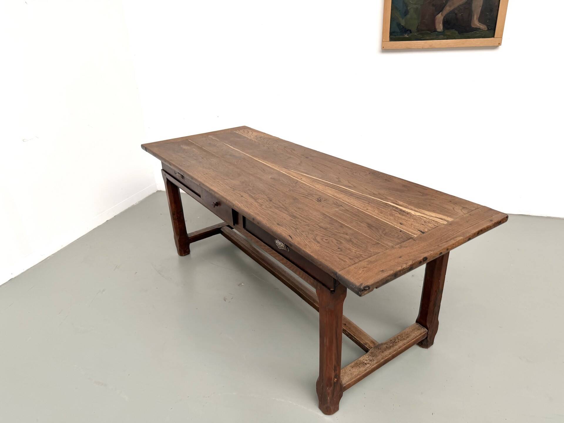 Farmhouse table, solid oak, 20th century.