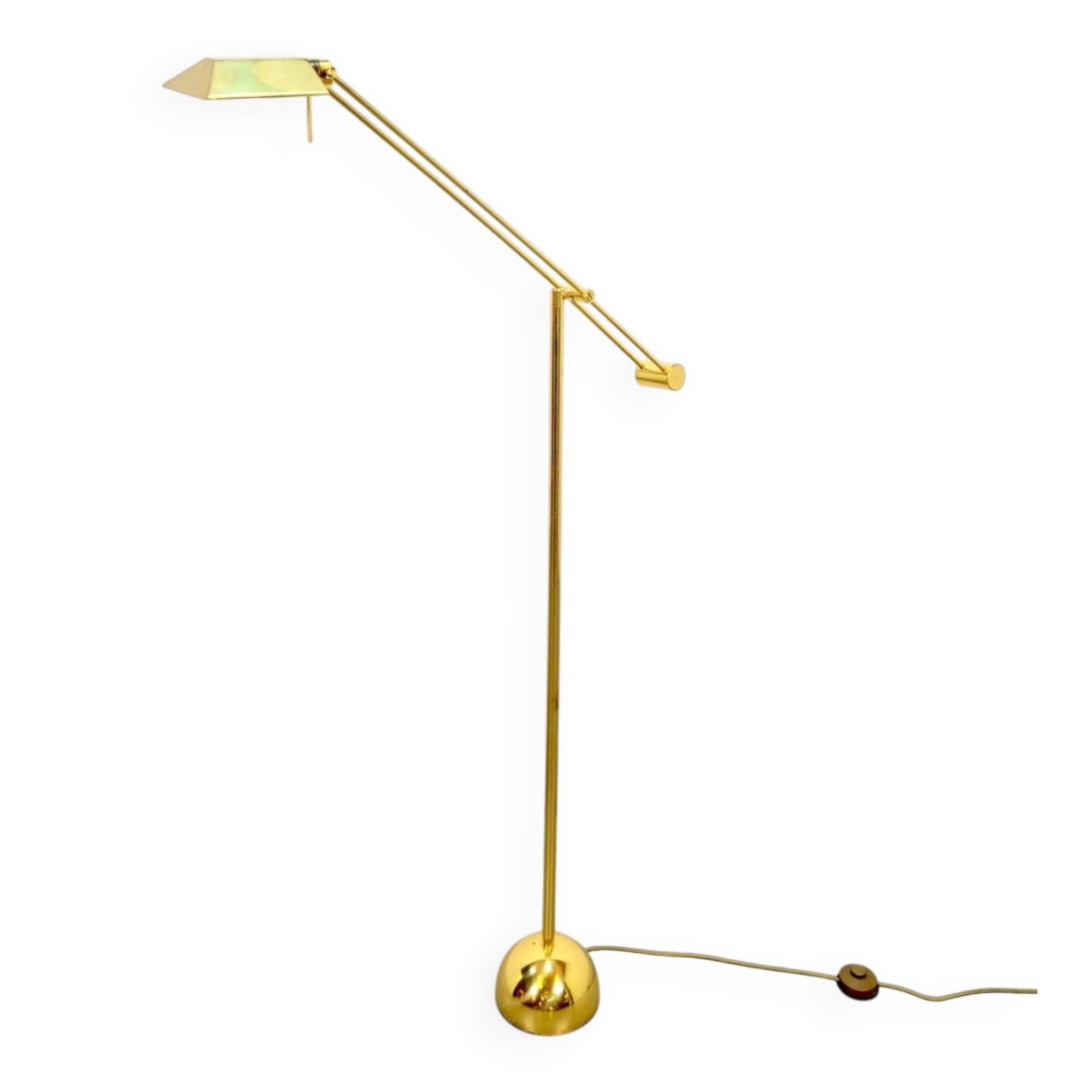 Brass Balance Reading Floor Lamp from Sölken Leuchten, 1980s