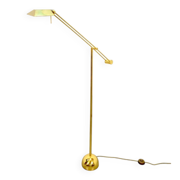 Lampe de sol à lecture avec balance en laiton de Sölken Leuchten, années 1980.