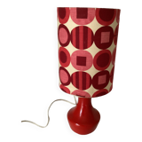 Vintage lamp with glass base and textile lampshade, 1970s