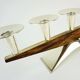 mid century modern CANDLE HOLDER silver-colored metal and wood 1950s 1960s
