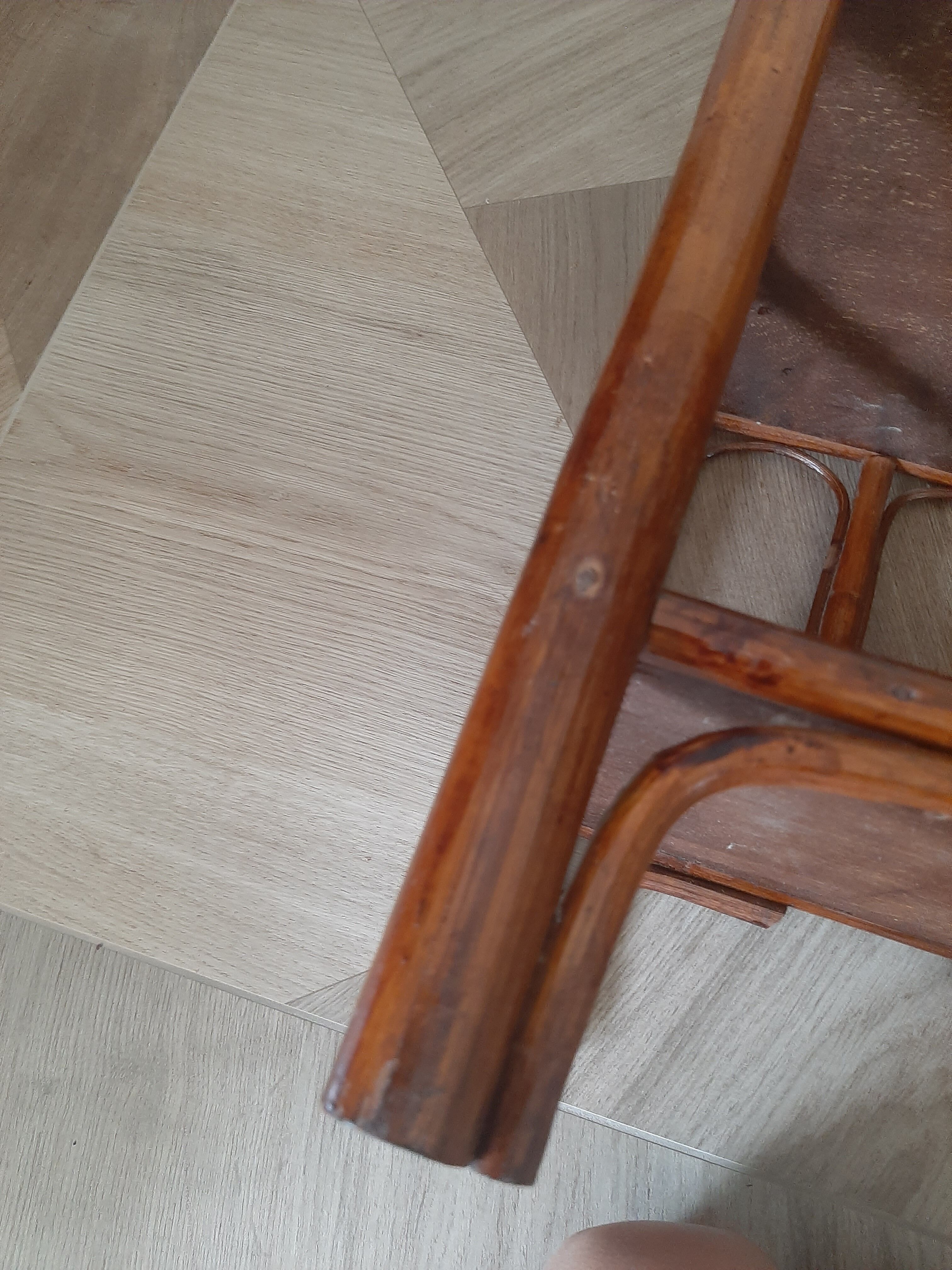 Vintage - set of 2 shelves of wooden floor, bamboo and rattan - 3 levels- retro 80s