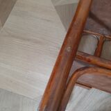 Vintage - set of 2 shelves of wooden floor, bamboo and rattan - 3 levels- retro 80s