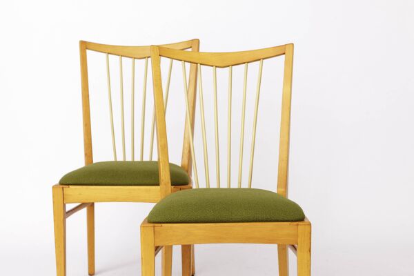 Paire de chaises vintage modernes du milieu du siècle des années 1950 – Bois de hêtre massif et bois frais