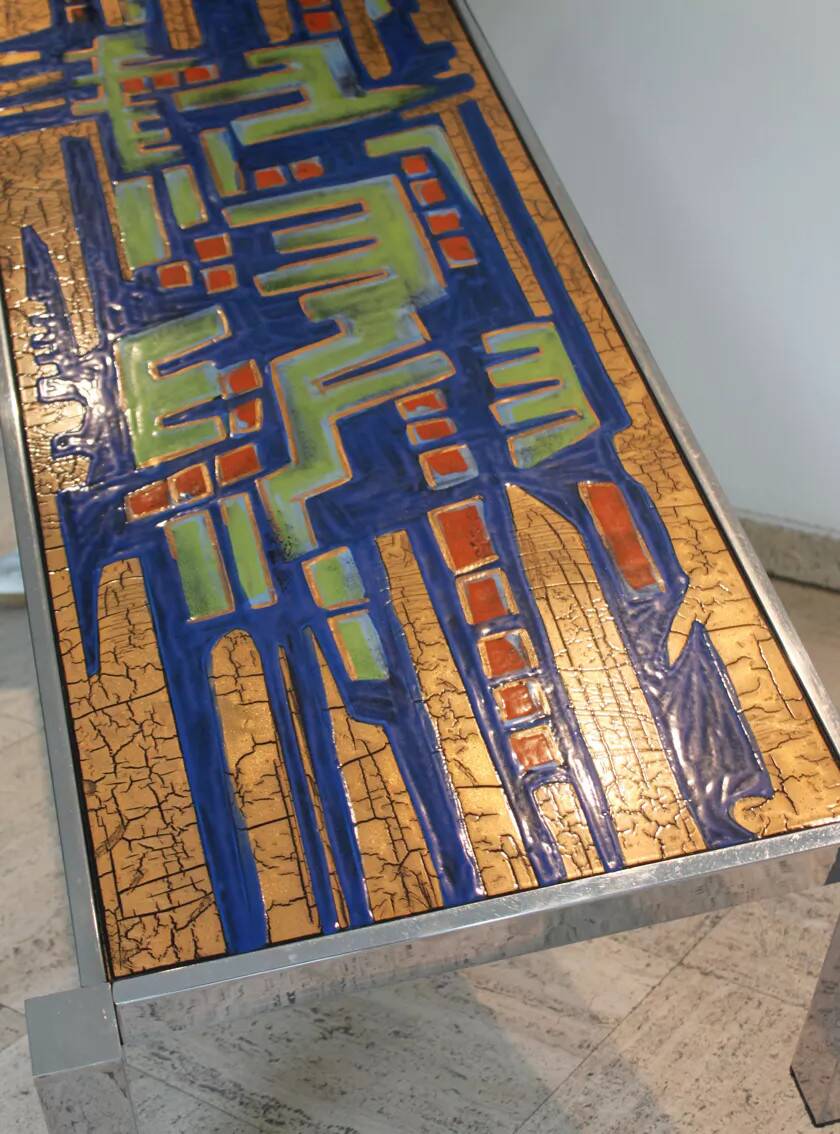 Vintage glazed ceramic coffee table by Antonio De Nisco, 1960s