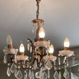 5-light bronze chandelier with glass tassels