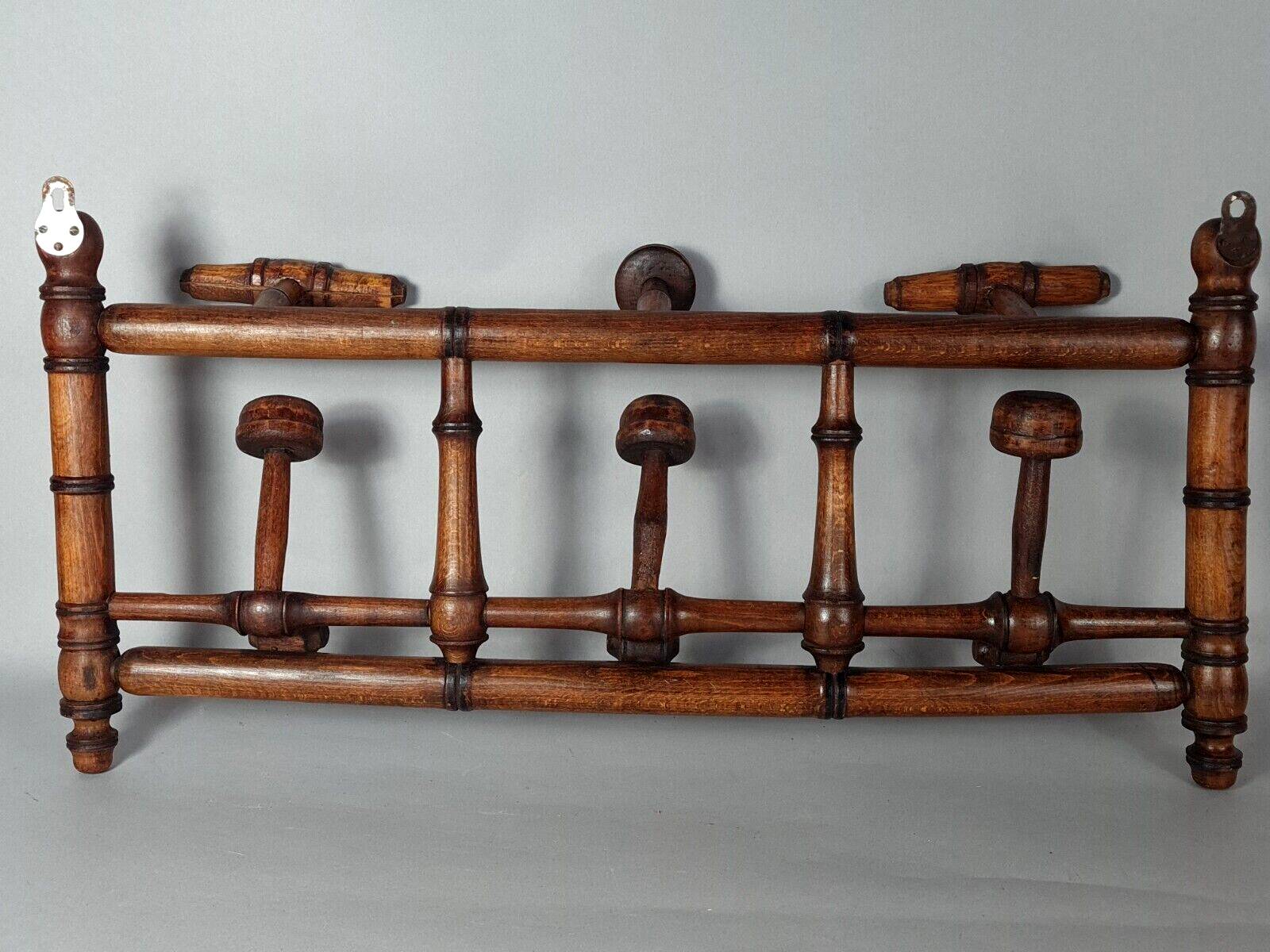 Old wooden wall coat rack turned bamboo style Good condition SB907