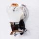 Pair of opal glass and solid wood wall lamps