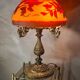 large bronze mushroom lamp with magnificent glass paste signed 7kg h51x33
