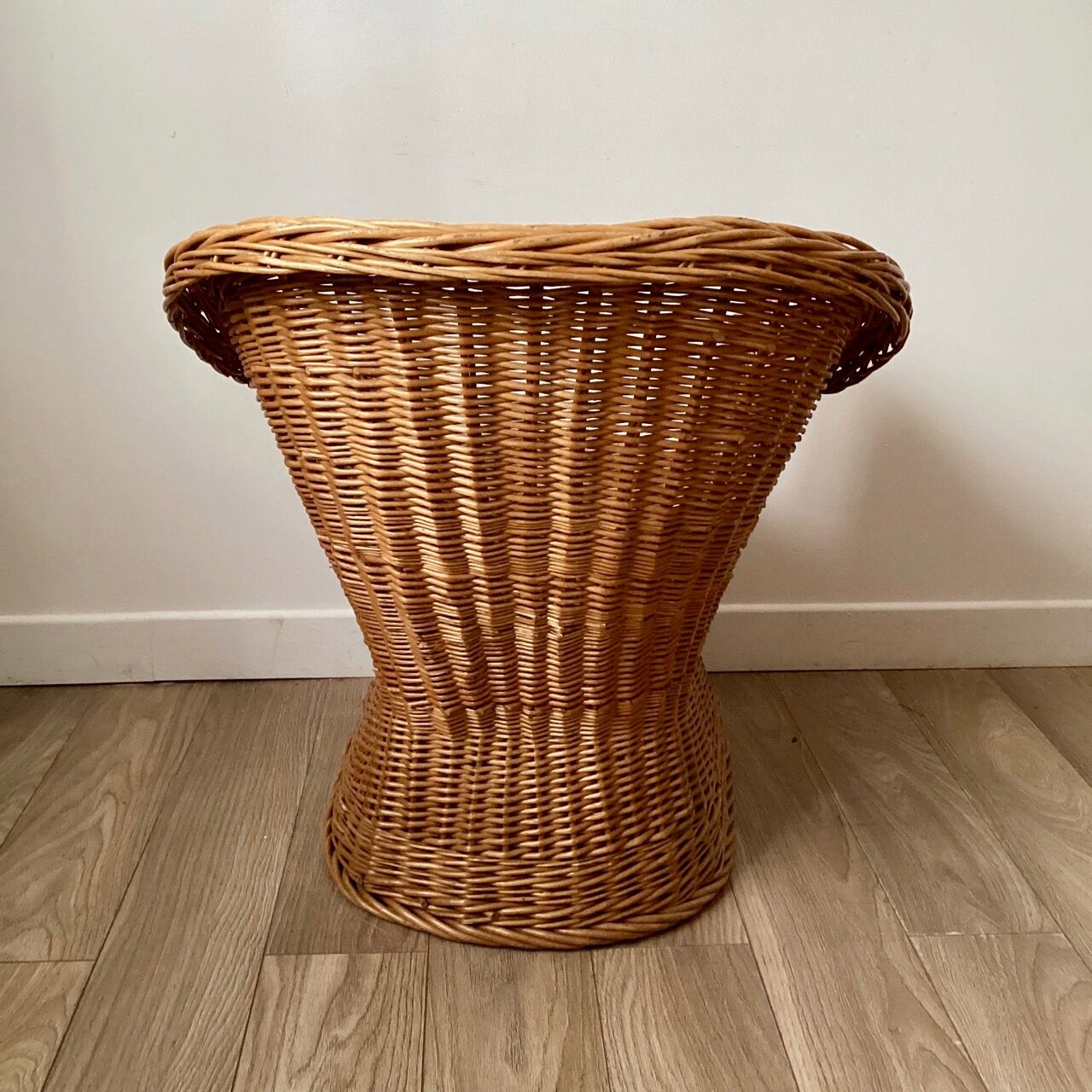 Braided wicker armchair
