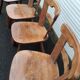 Set of 4 antique Tilburg solid wood brutalist chairs