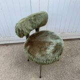 Vintage green furry chair from the 1960s