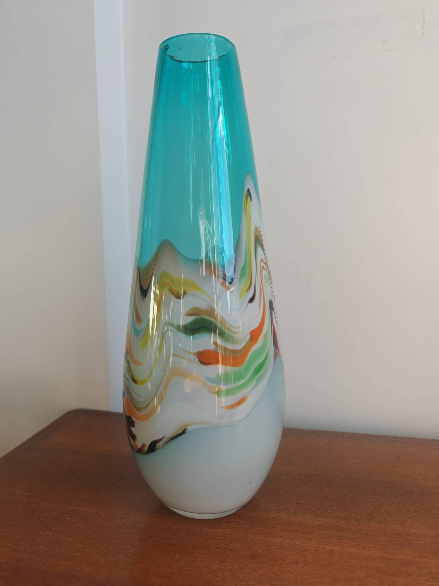 Tall vintage vase in blown glass in Murano style – 40 cm
