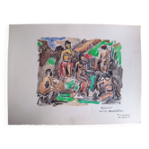 Pierre Lacroux (1909-1993) Gouache 24 x 32 cm - rural scene 1981