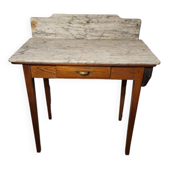 Old wooden and white marble dressing table