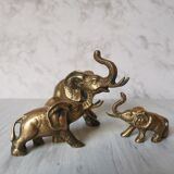 Trio d'éléphants en laiton