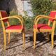 Paire de fauteuil bridge en Skaï rouge