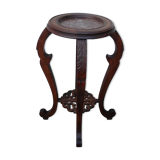 Wooden pedestal table with marble top