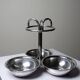Small display stand with 3 vintage silver-plated metal bowls in Art Deco style