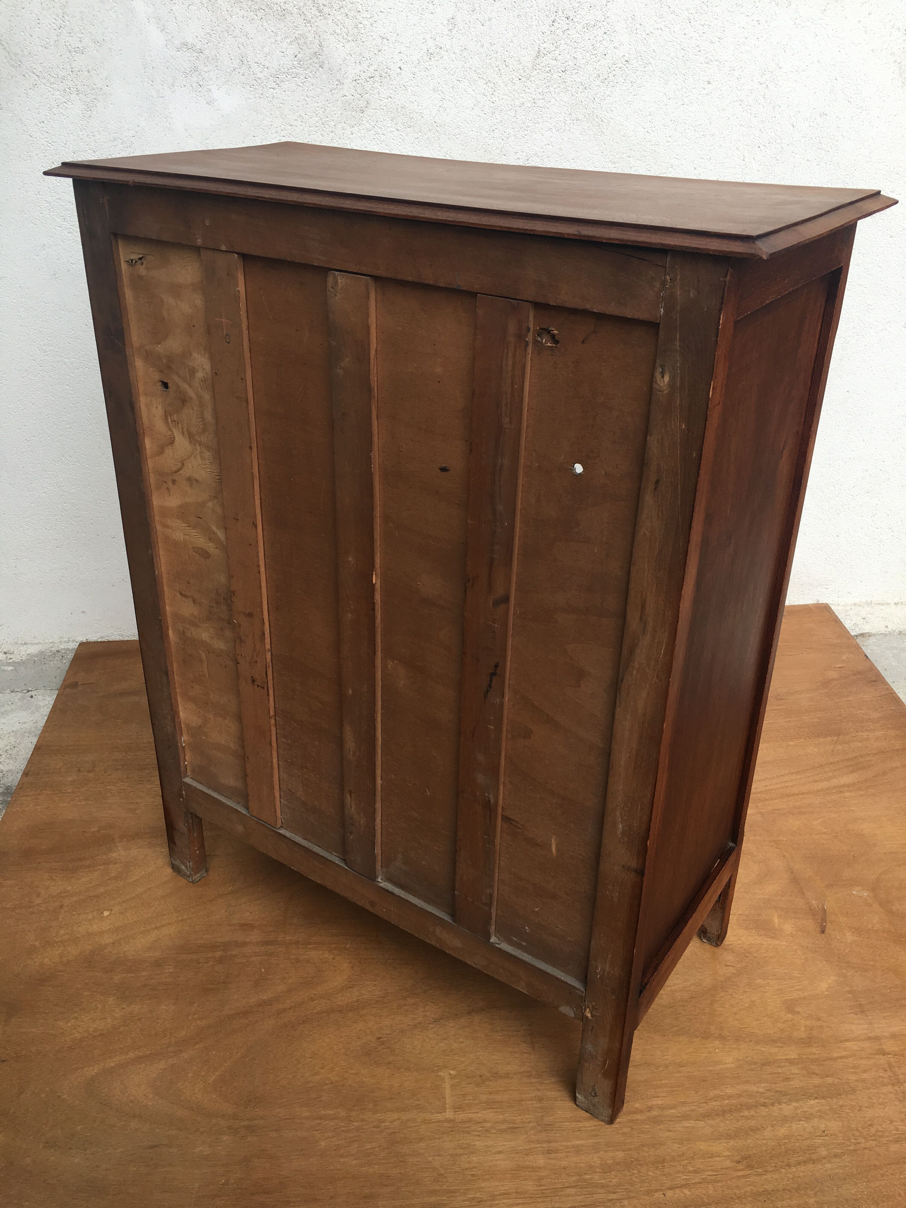 Parisian buffet in waxed wood, 2 glass doors, 2 drawers