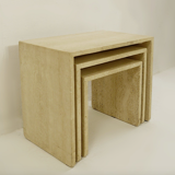 Set of 3 tables in travertine 1970