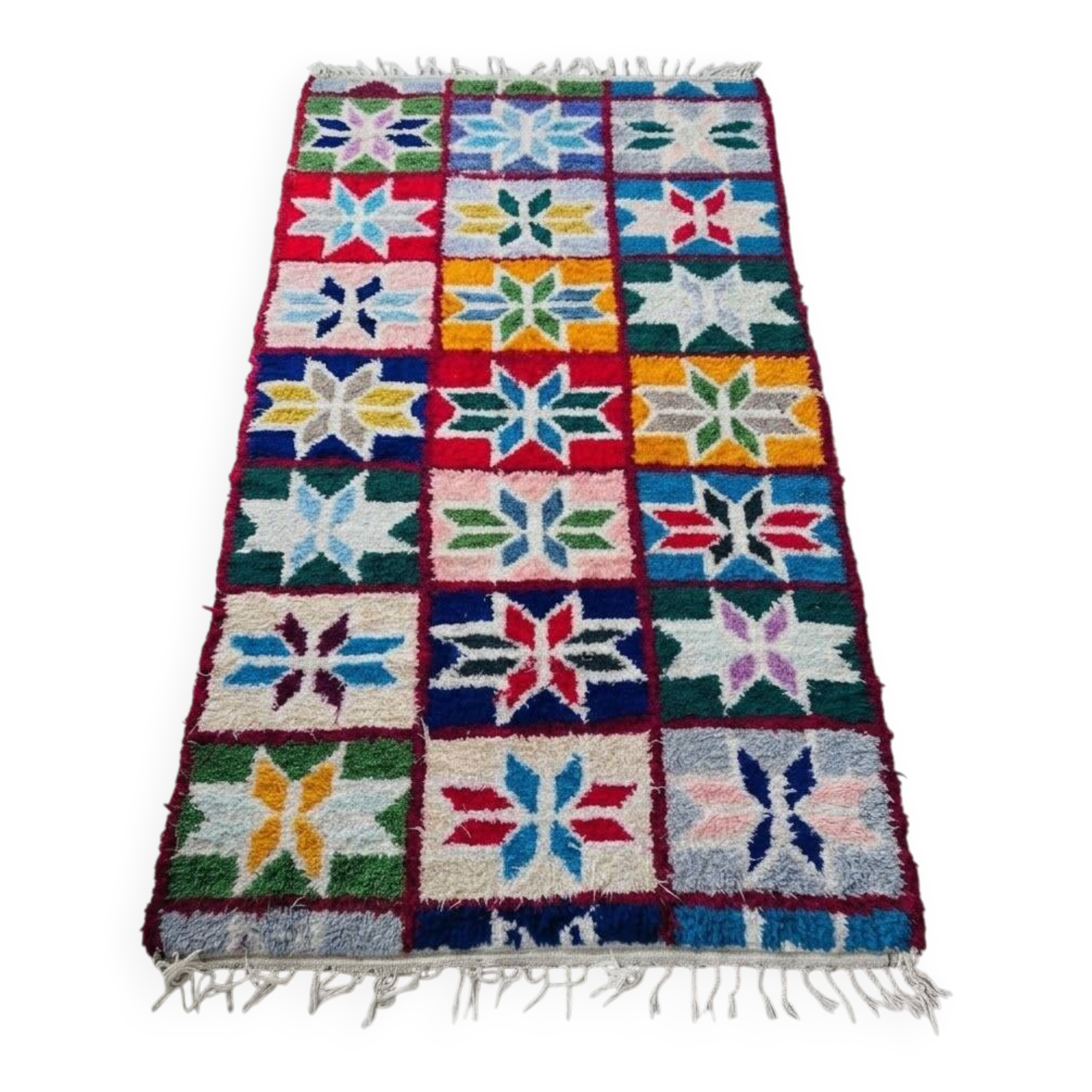 Authentic Berber rug in natural multicoloured wool - Grigou 130 x 255 cm