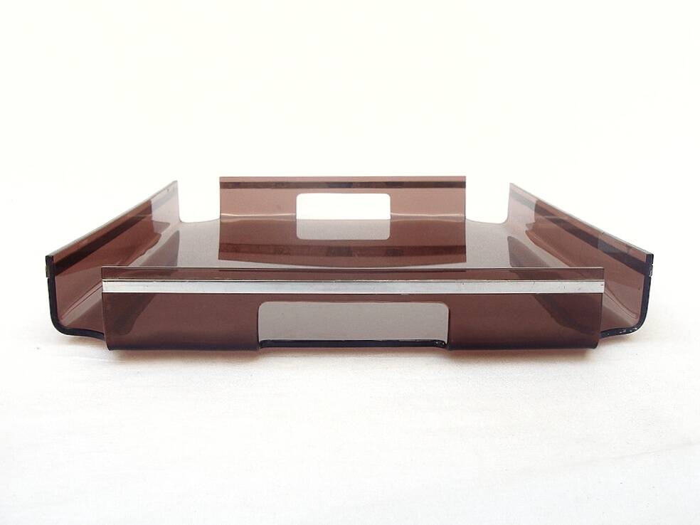 Plateau design 1970 en plexiglas fumé
