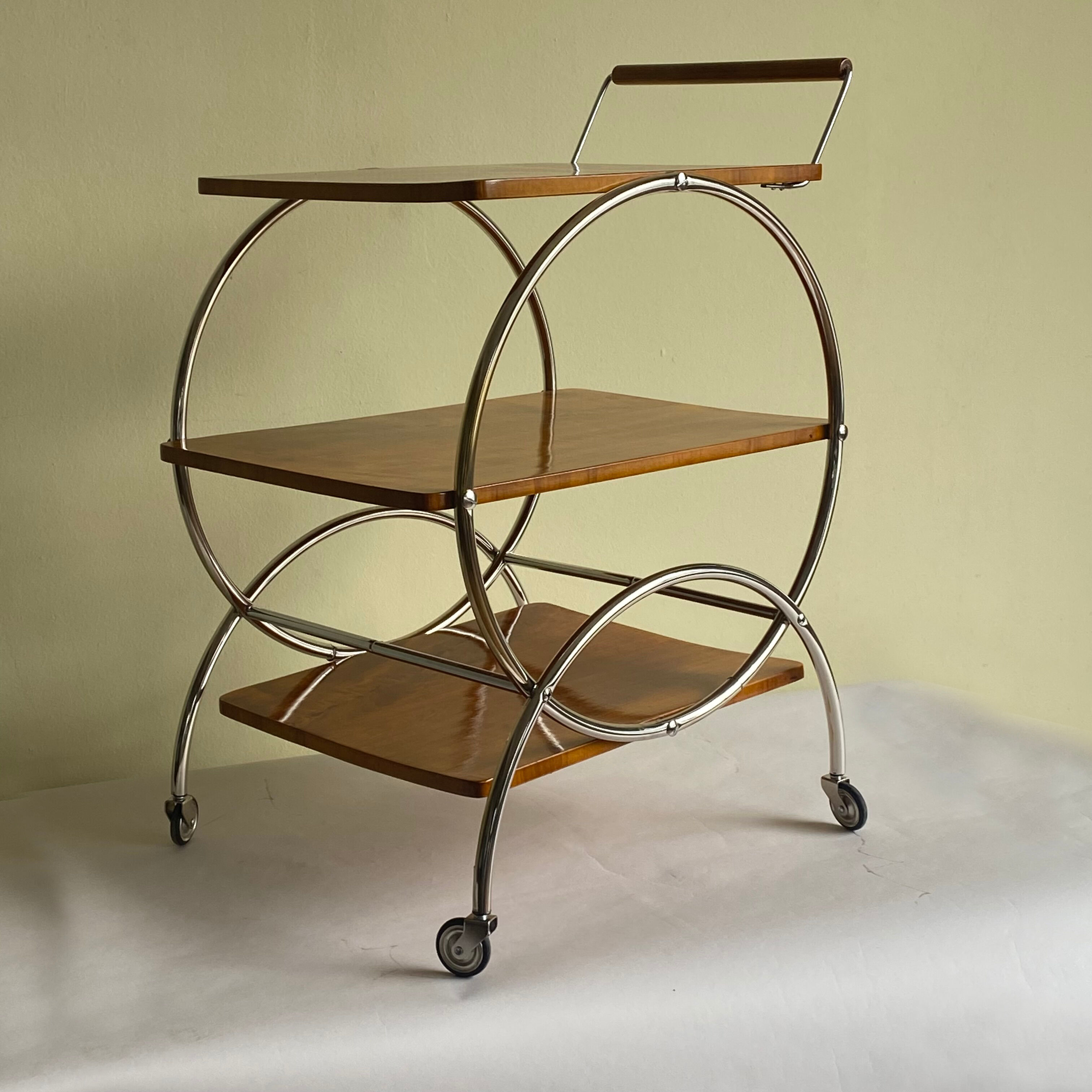Art deco rolling bar cart, hungary 1930s