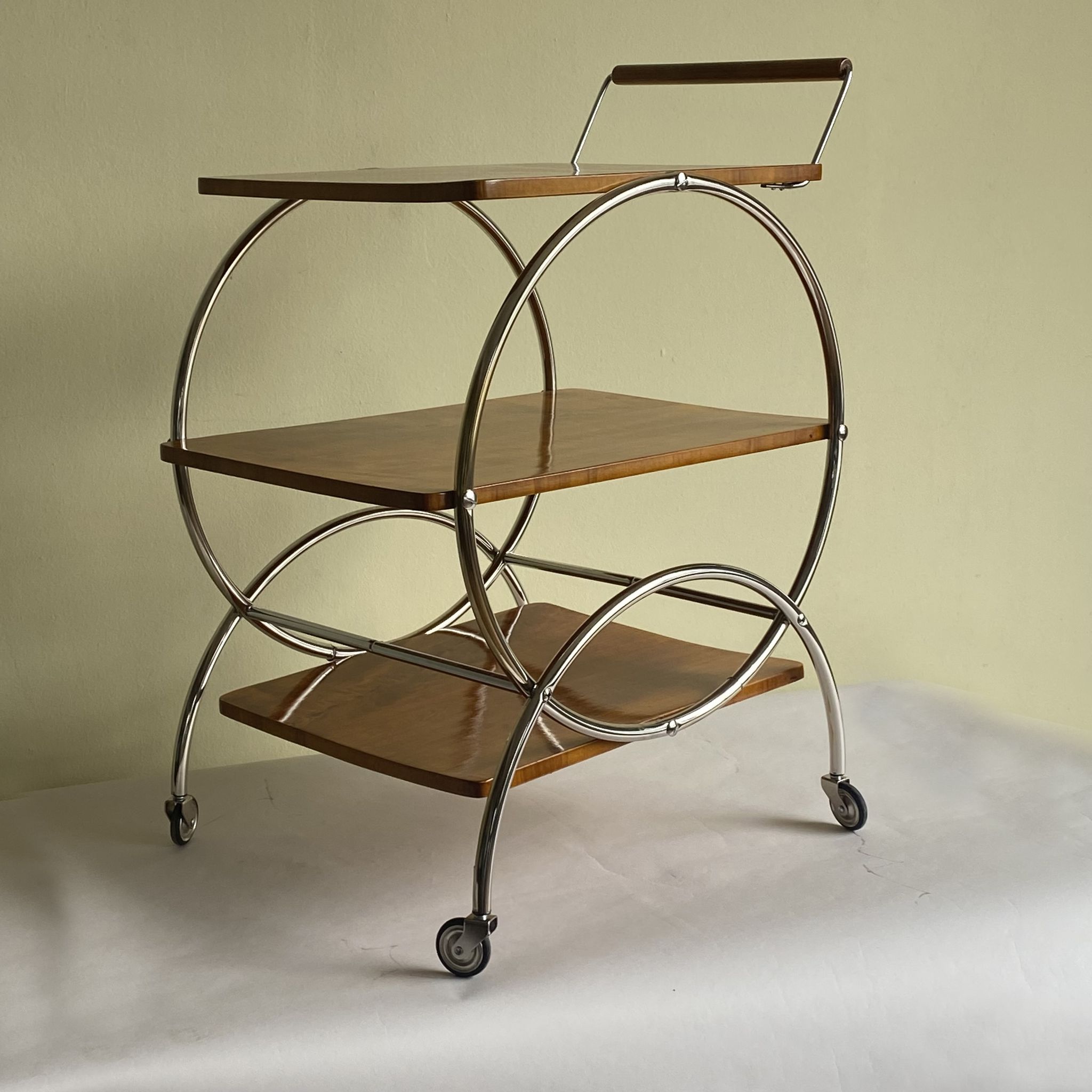 Art deco rolling bar cart, hungary 1930s