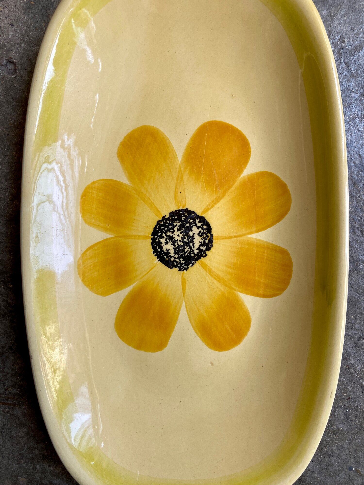 Gien hand-painted earthenware dish, "Soleil" service