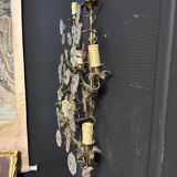 Important Pair of Church or Chapel Wall Lights in Gilded Brass and Glass, Late 19th Century, H 70 Cm