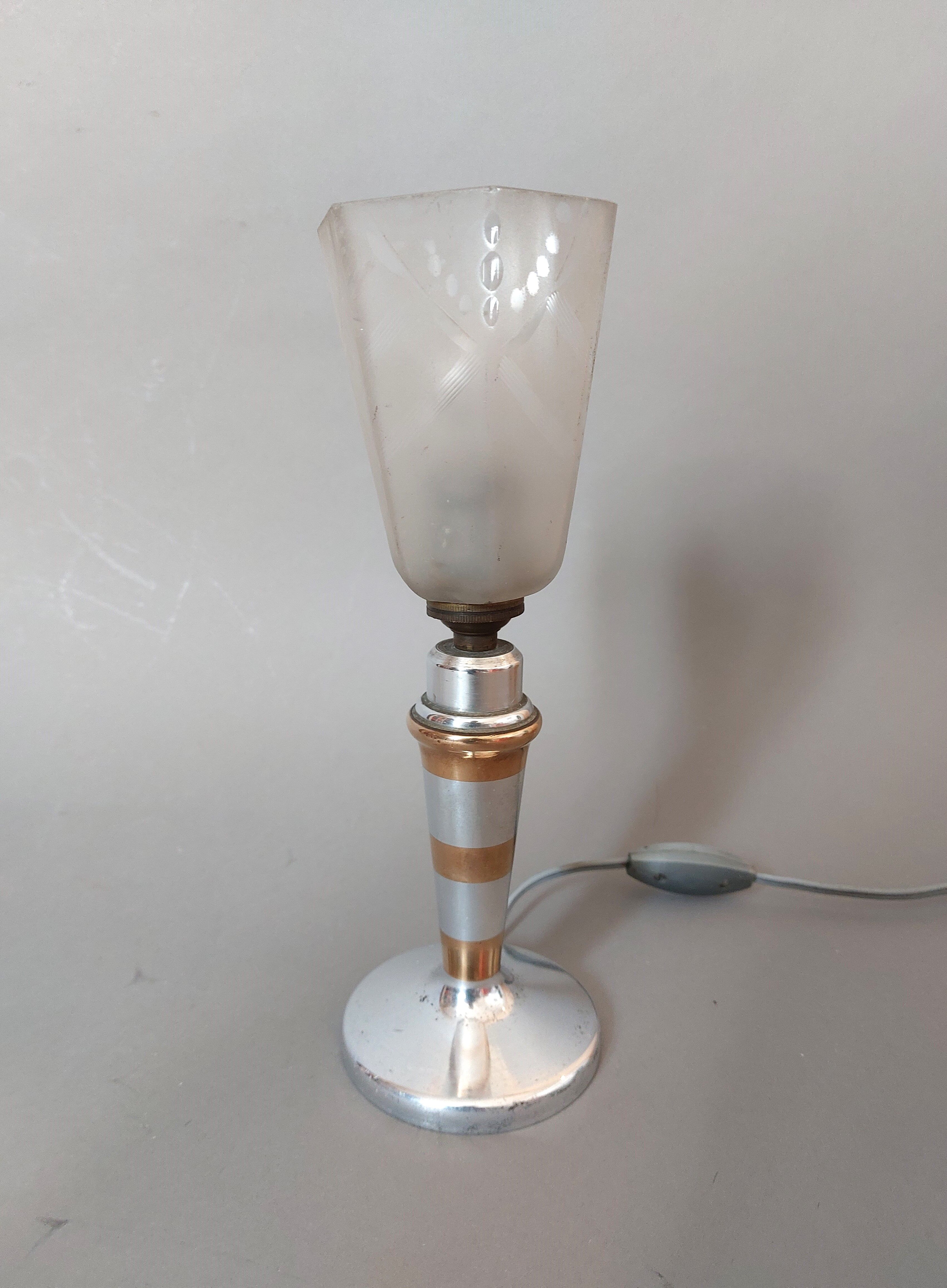 Bedside lamp in aluminum and brass 1930/1940