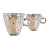 2 thick glass mugs