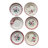 6 vintage flowered earthenware flat plates