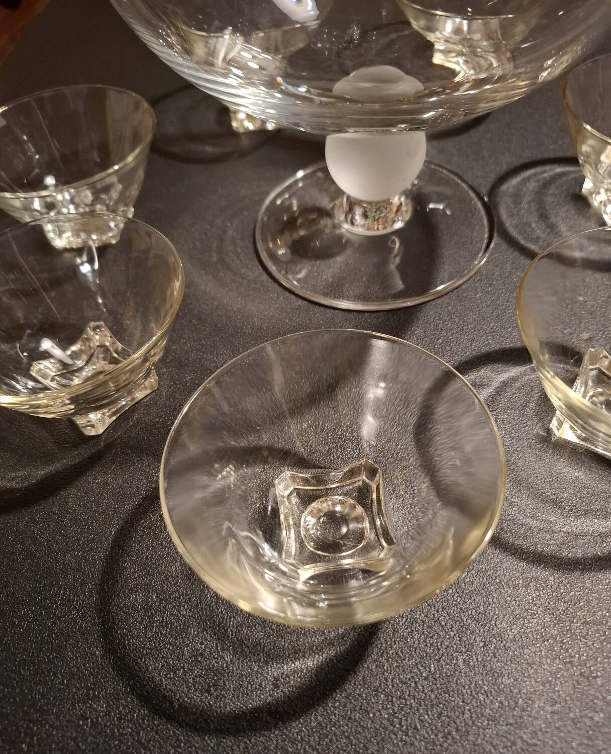 Crystal fruit bowl with 6 small bowls