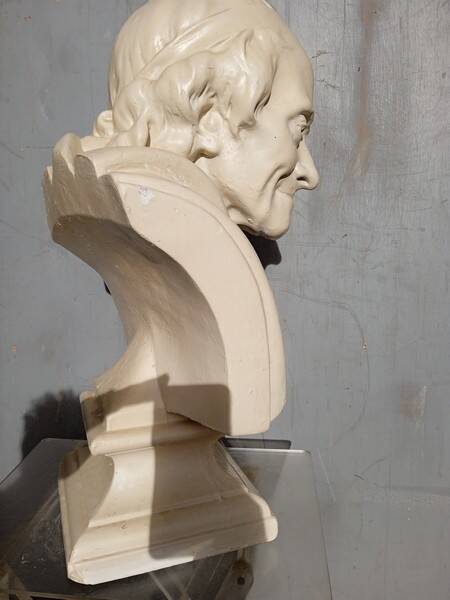 Voltaire bust in plaster 60cm th mid 20th century