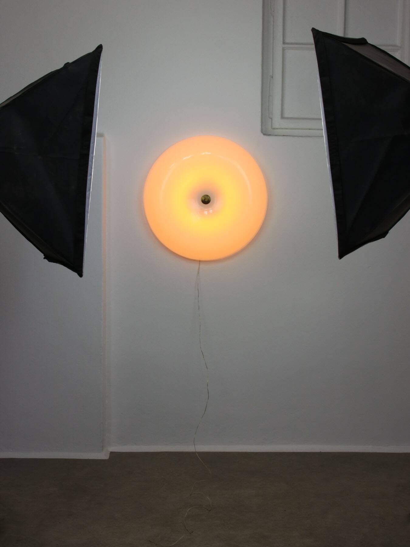 Large Mid Century Modern Italian Plexiglass and Brass Wall Lamp