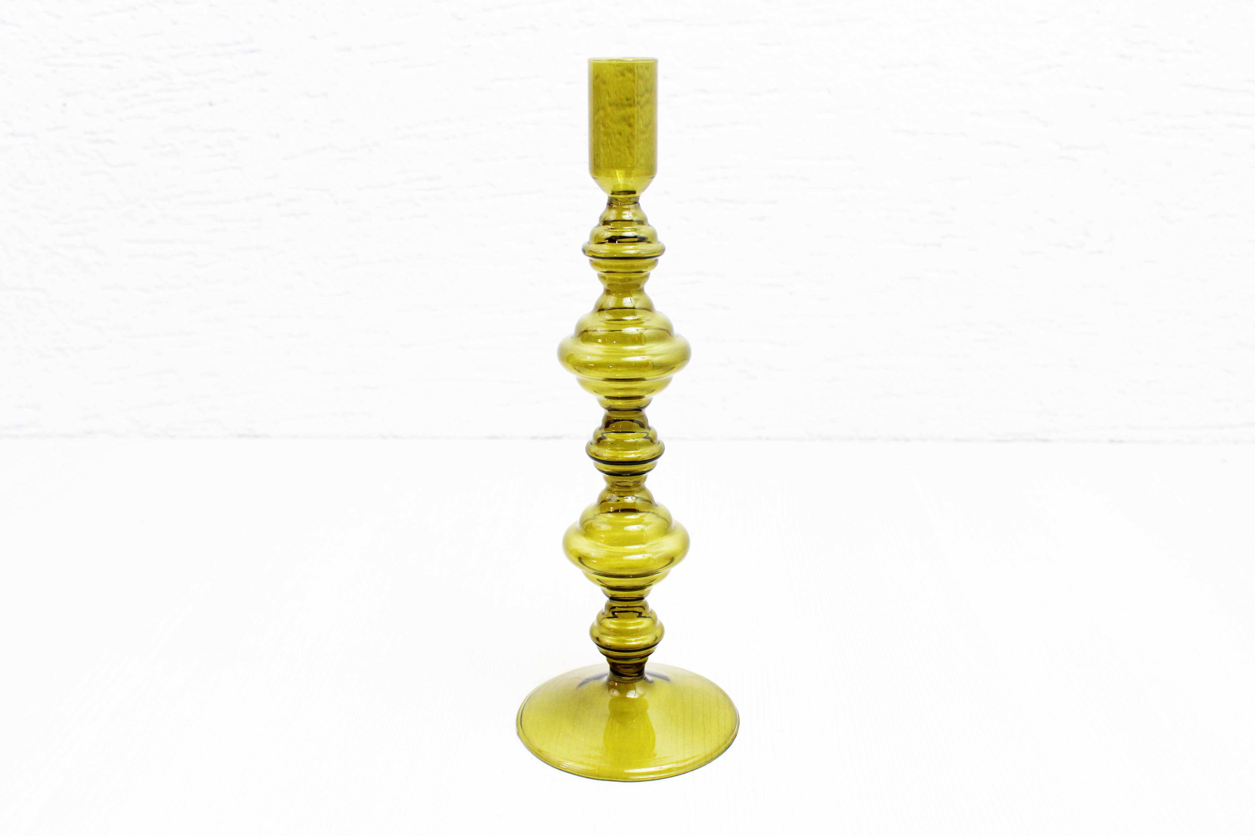 80s Amber Glass Candle Holder