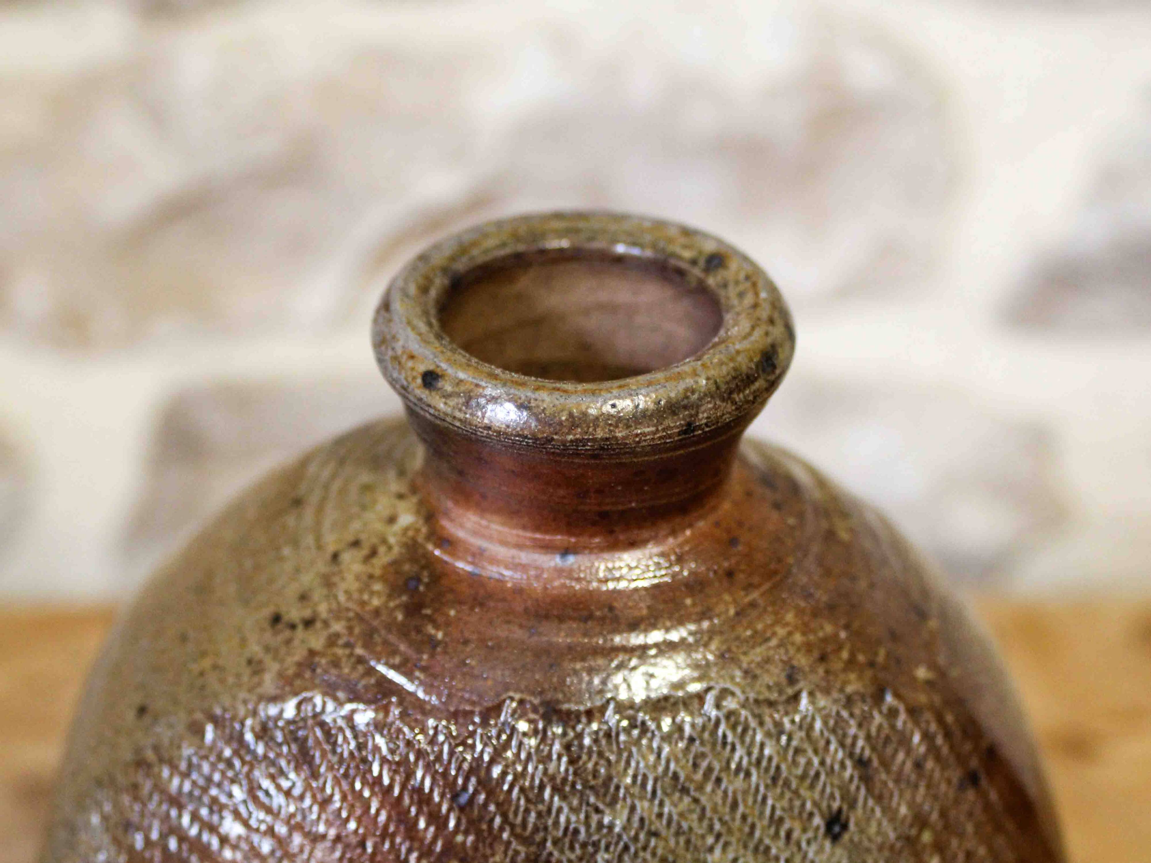 Flat stoneware vase, La Borne type