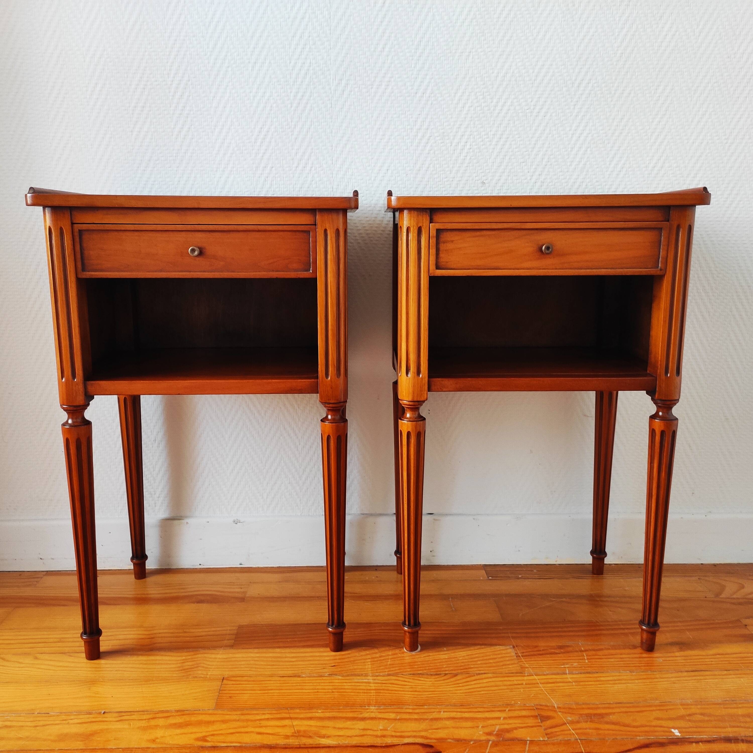 Pair of Louis XVI style bedside tables