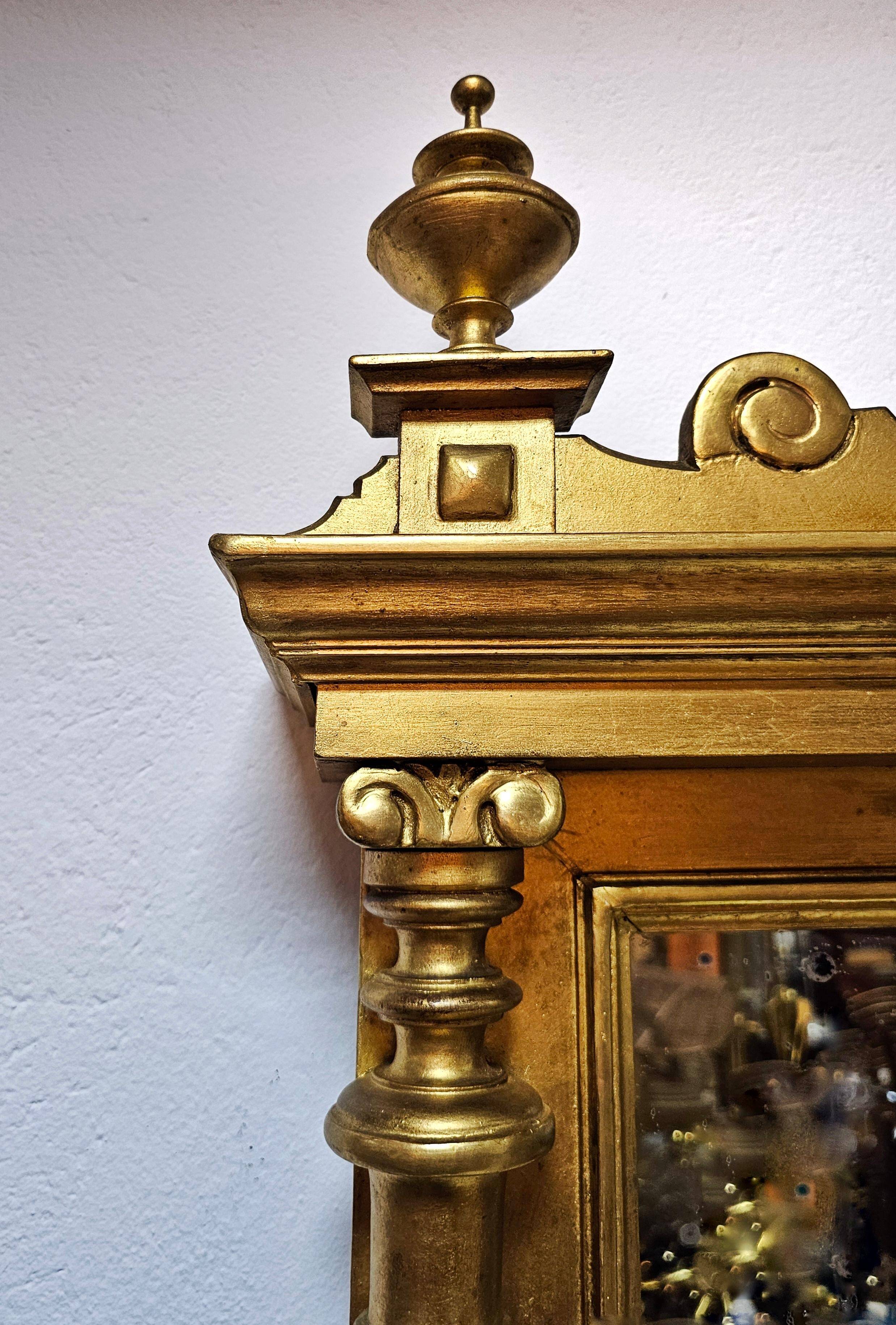 Table console victorienne en bois doré avec miroir et plateau en marbre, Autriche 1880s
