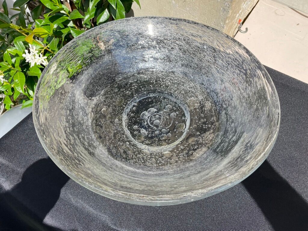Large cut on bubbled crystal heel