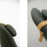 Vintage Scandinavian Mid-Century Modern Bottle Green Armchair, 1950s