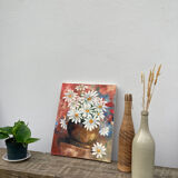 Oil on canvas bouquet of flower old painting