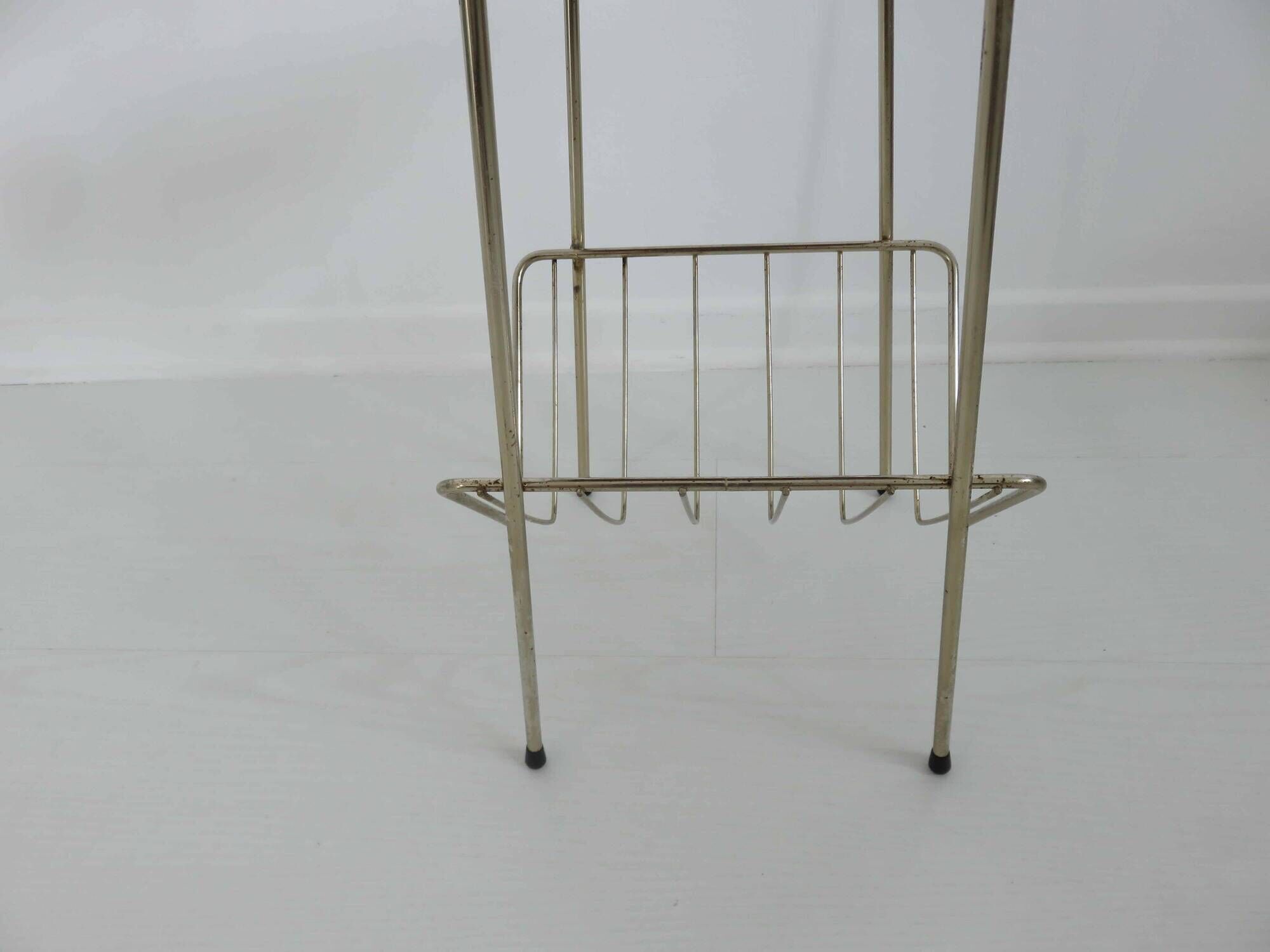 Magazine holder, metal and wood 50s 60s