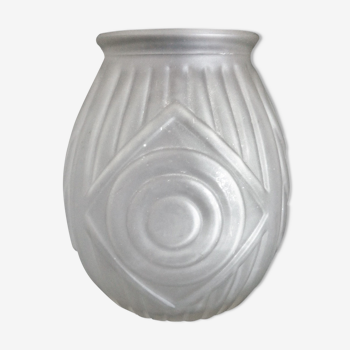 Vase Art Déco en verre moulé et pressé