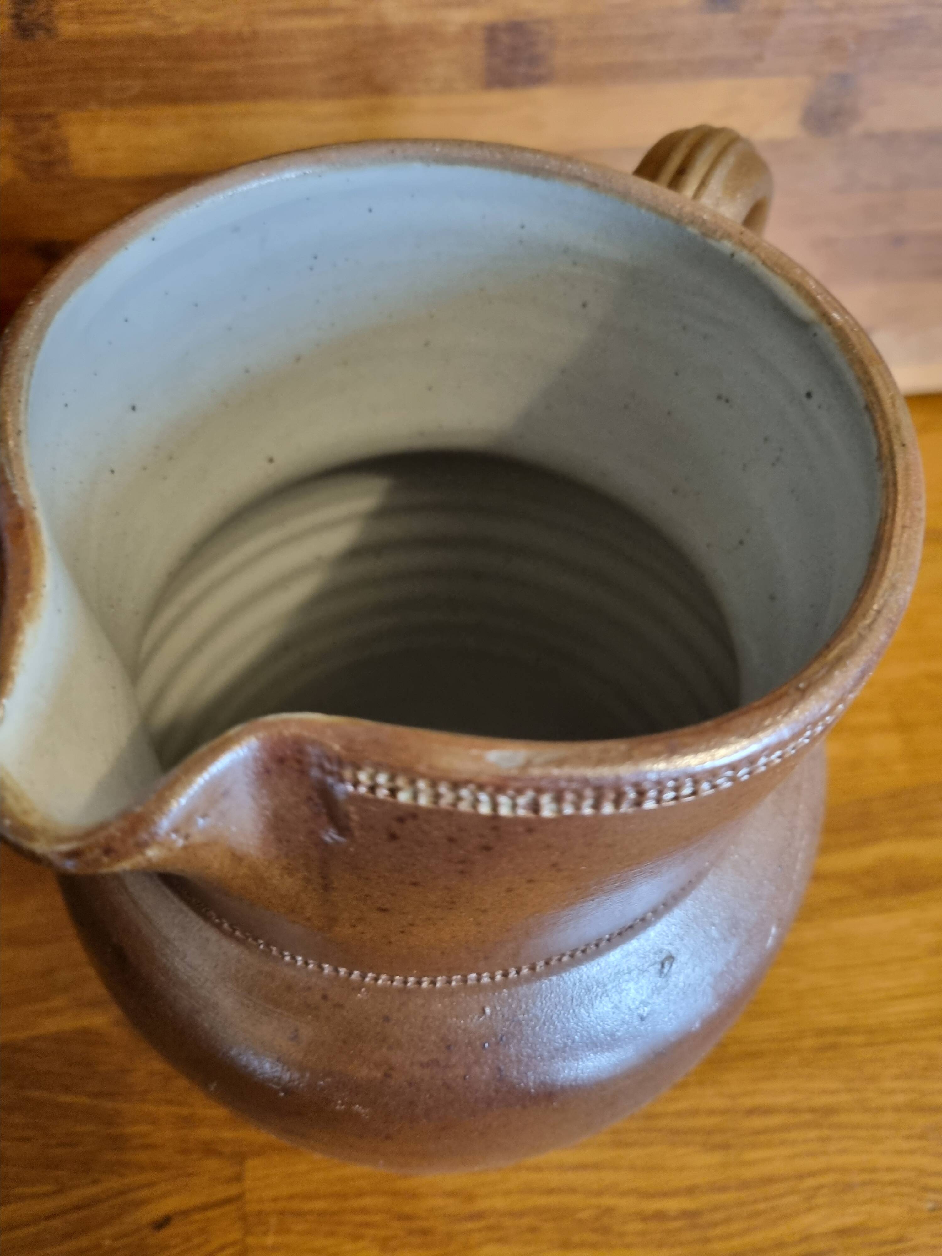 Large vintage brown stoneware pitcher 2L