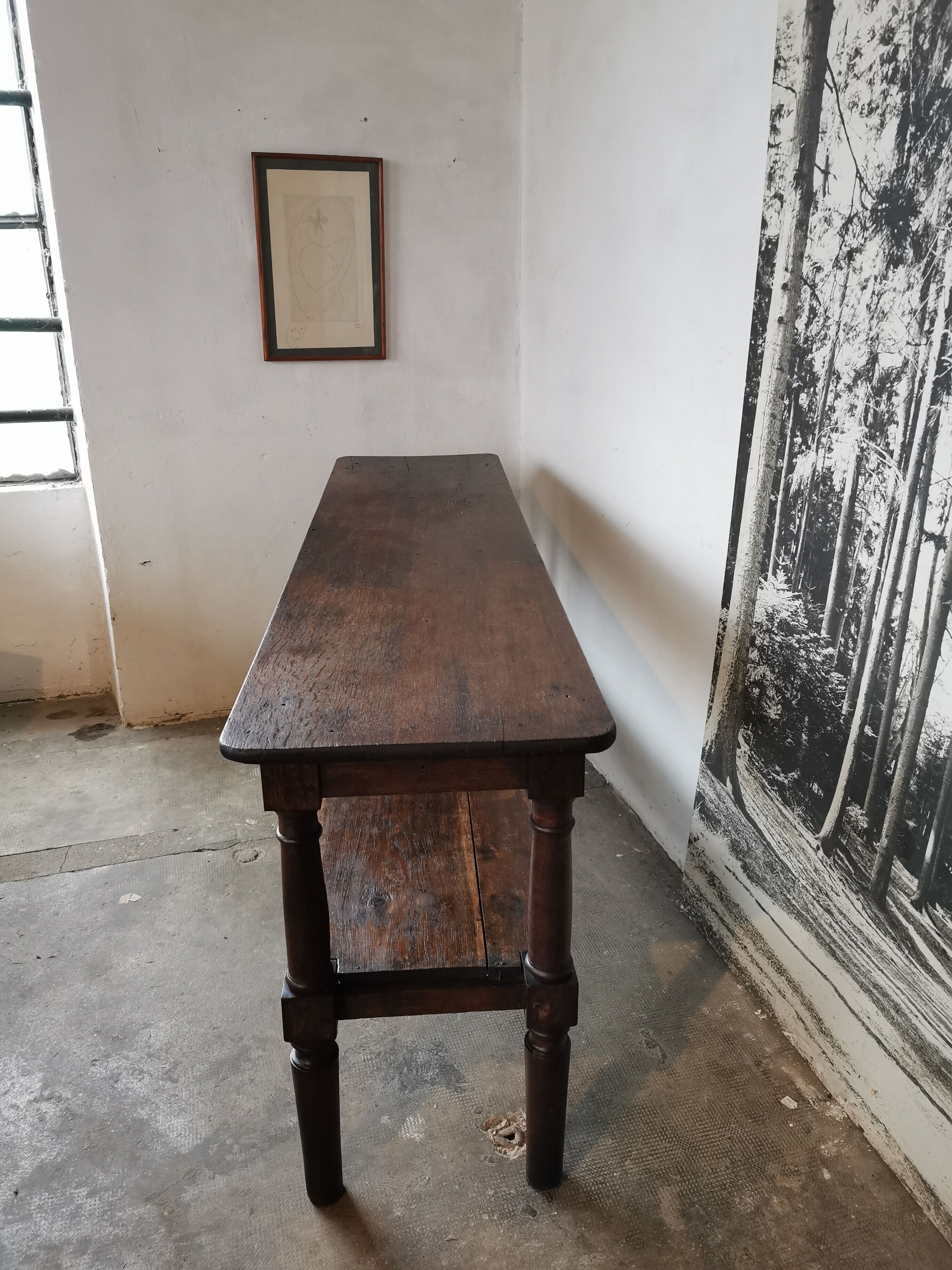 Draper table, oak wood console