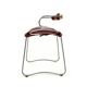 Bar stool with a back, aged silver metal and natural tobacco leather, organic design.